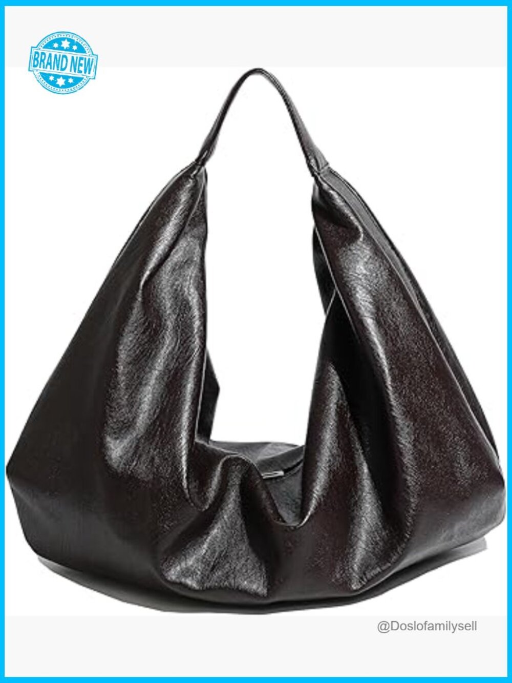 Large Soft Vegan Leather Slouchy Crescent Hobo Tote Shoulder Bag